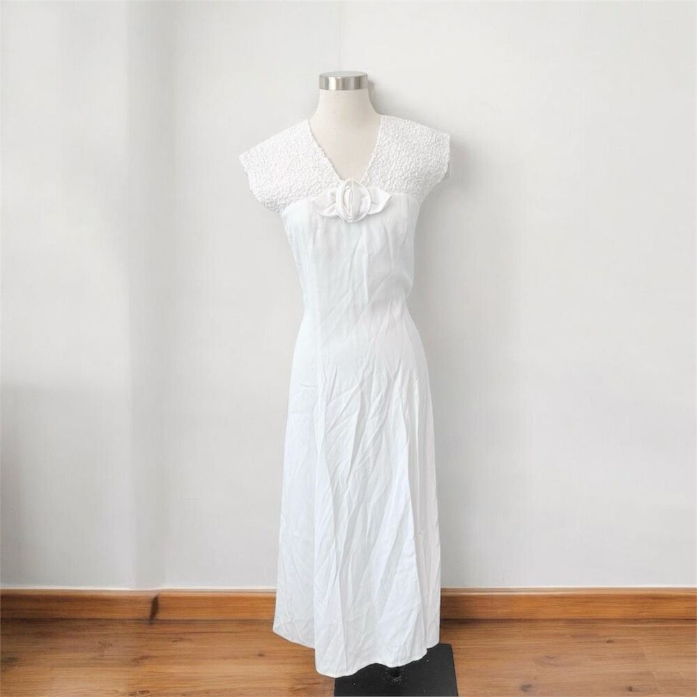 Wild Rose Western White Prairie Maxi Dress Summer 6 Small Greek Grecian Boho